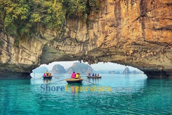Bai Tu Long Bay shore excursions bamboo boat