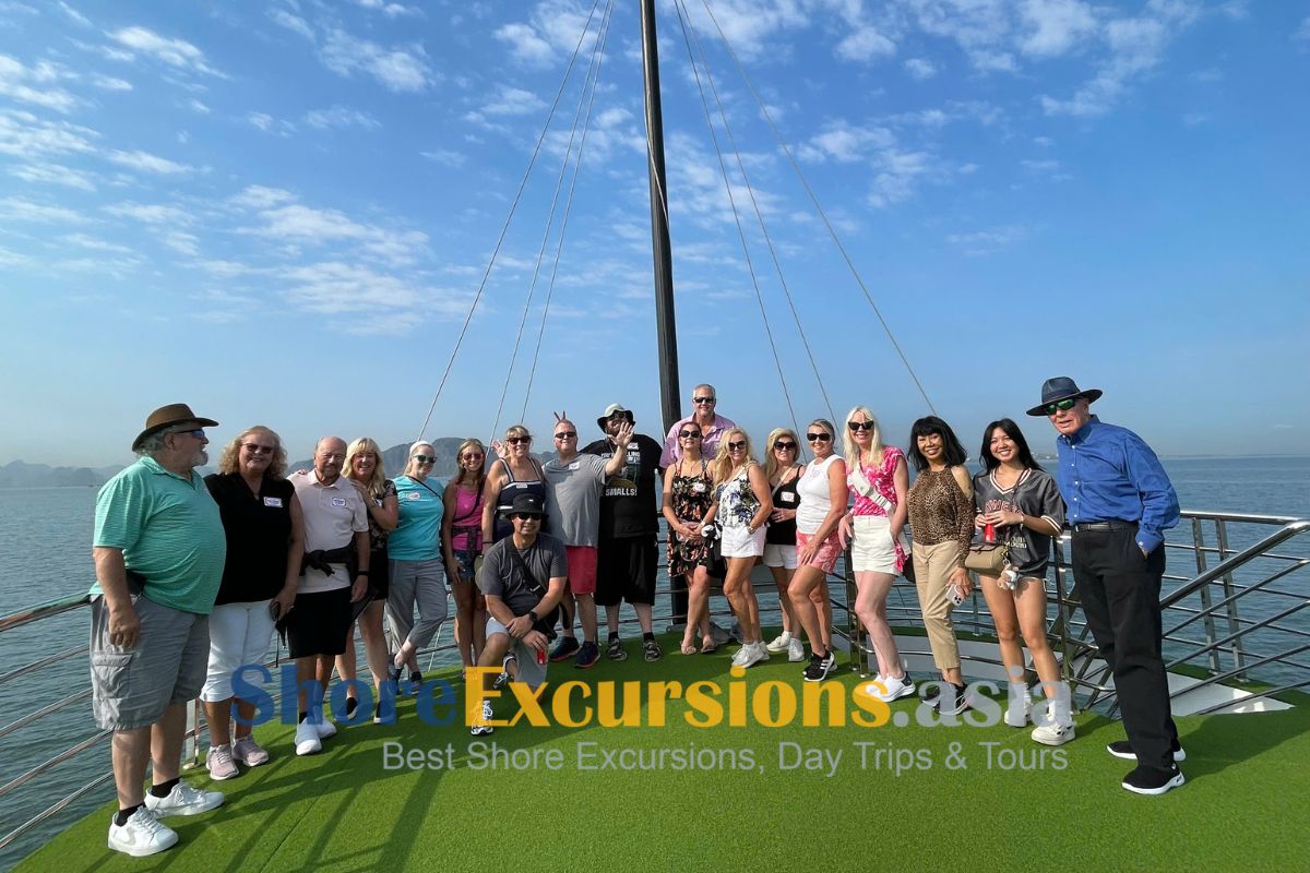 Group on Halong Bay shore excursions