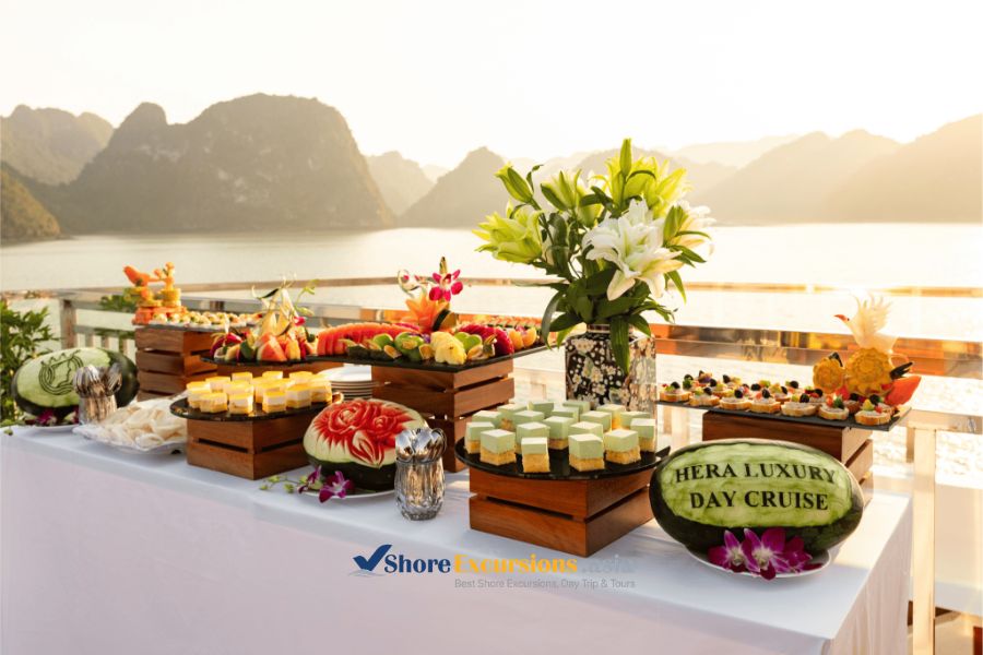 Hera luxury day cruise sunset party - Halong Bay shore excursions Hera luxury day cruise sunset party - Halong Bay shore excursions