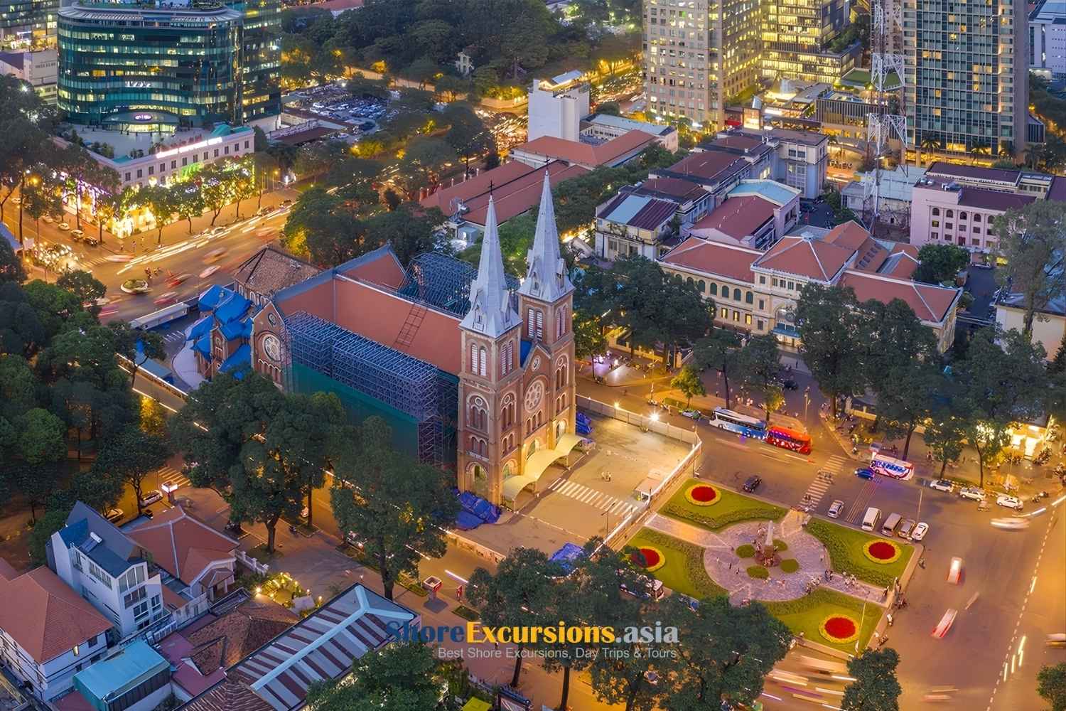 The Saigon Cathedral Square and Front Courtyard
